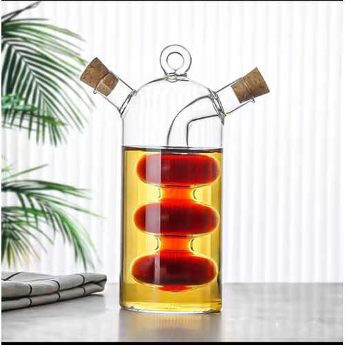 2-in-1 Dual Chamber Glass Oil & Vinegar Dispenser Bottle