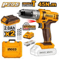 INGCO Cordless Impact Drill 20V, 2x2Ah