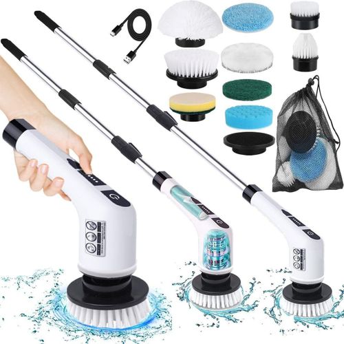 Electric Spin Scrubber with Extendable Handle – 8 Brush Heads