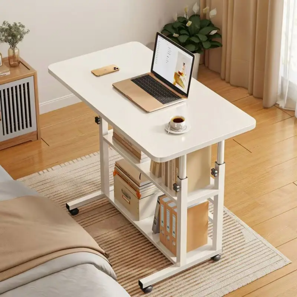 Adjustable Mobile Laptop Desk with Shelves