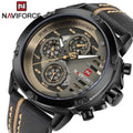 NAVIFORCE Chronograph Brown Leather 30M Water Resistant Watch