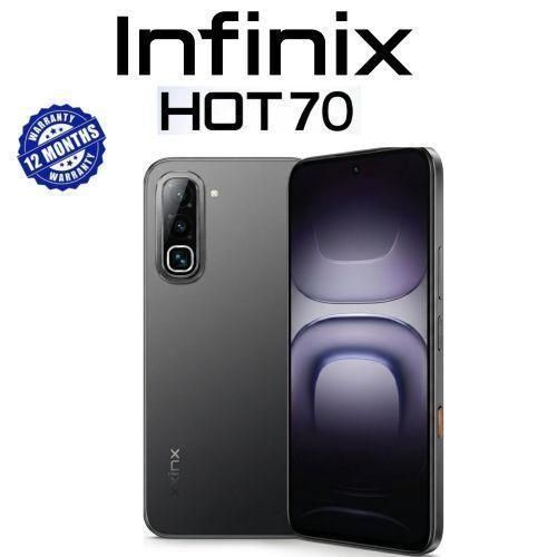 Infinix Hot 70 Smartphone - Black, front and back view