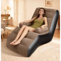 Inflatable Lounge Chair with Armrest - Brown and black ergonomic S-shape design