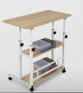 Adjustable Height Mobile Laptop Desk with 3 Shelves