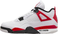 Air Jordan 4 Retro Red Cement white and red sneakers side view