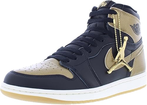 Air Jordan 1 High OG Black Metallic Gold sneakers with gold Jumpman charm