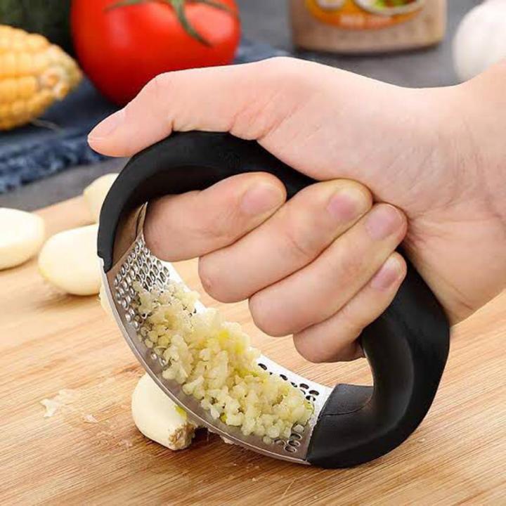 Stainless Steel Garlic Press Rocker with Ergonomic Handle