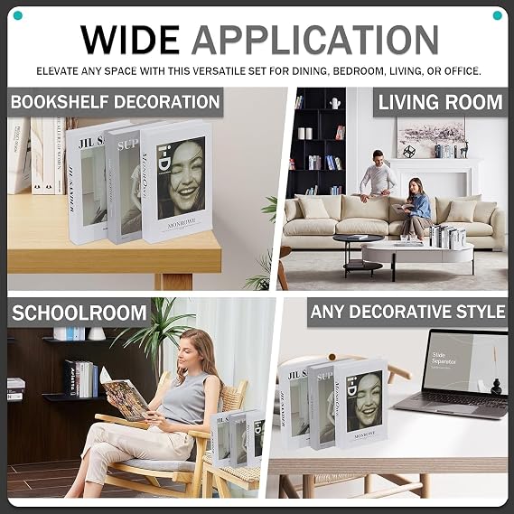 3 Pcs Decorative Books Set - Wide application in living room, bedroom, office and schoolroom