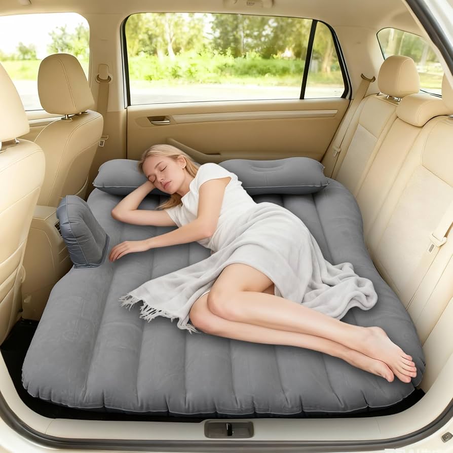 Inflatable Car Back Seat Air Mattress with Pillow