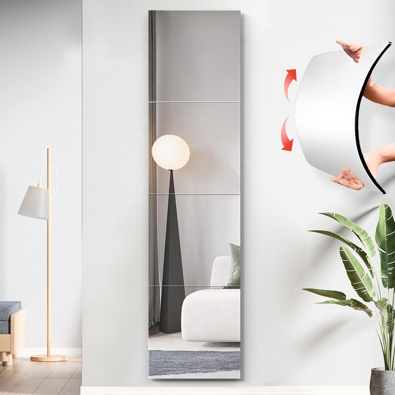 Full Length Flexible Wall Mirror Tiles – Set of 4