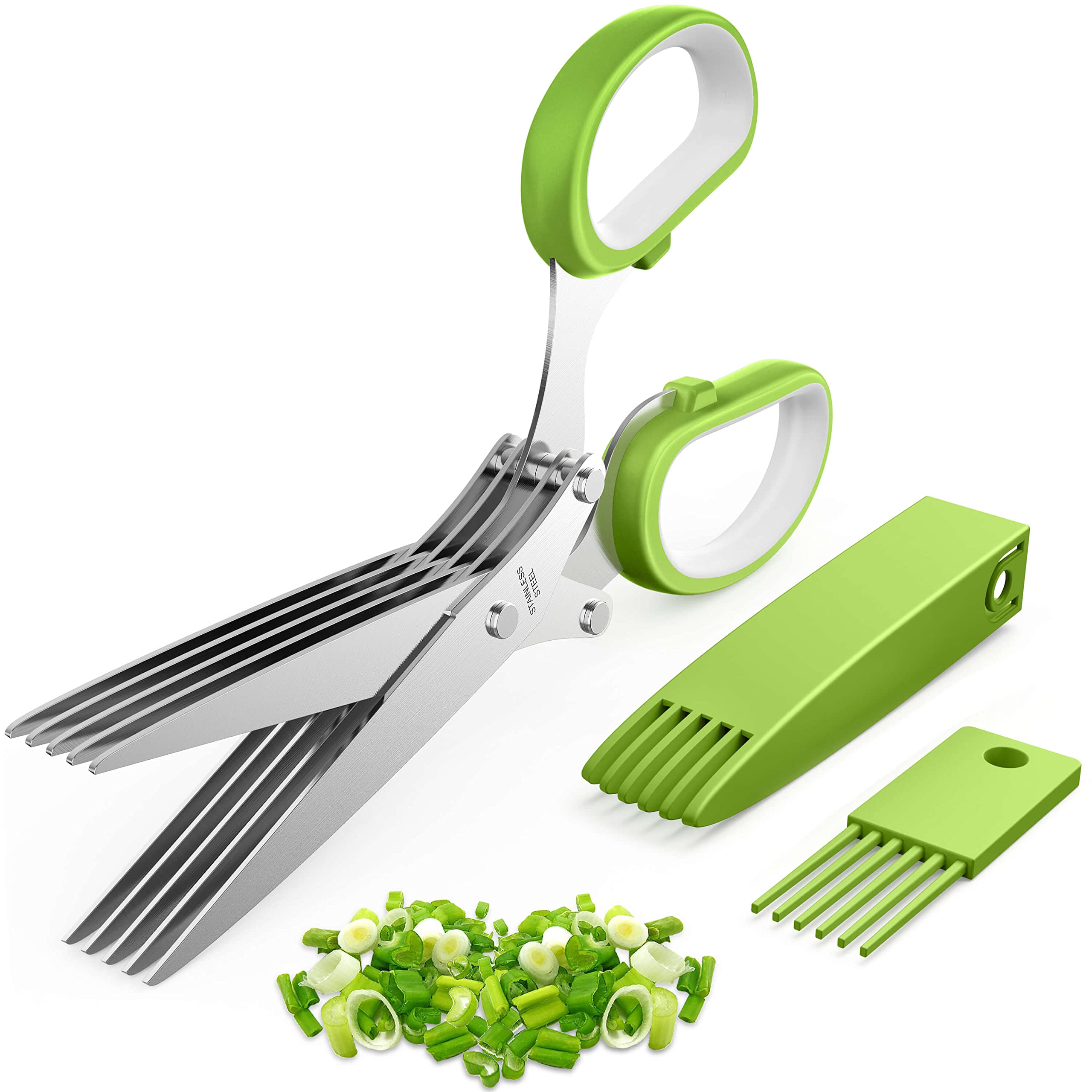 5-Blade Herb Scissors with Cover & Cleaning Comb