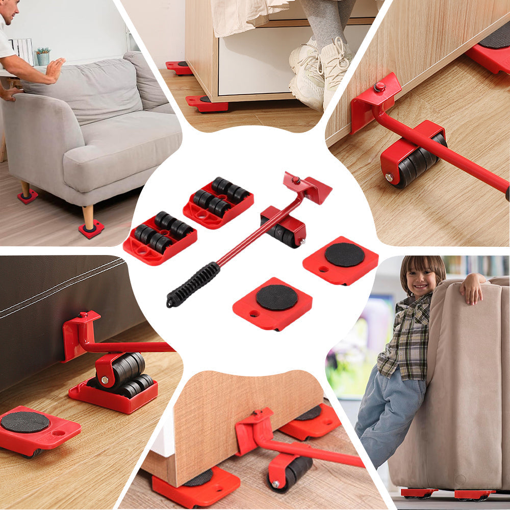 Heavy Duty Furniture Mover Roller Set with Lift Bar