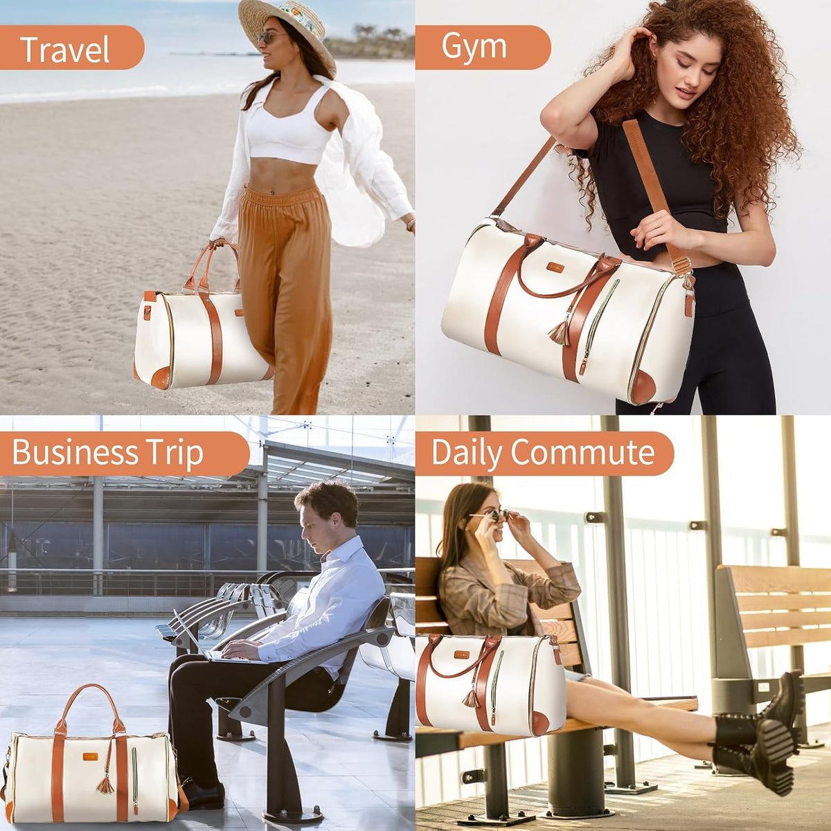 Large Capacity PU Leather Travel Duffel Bag