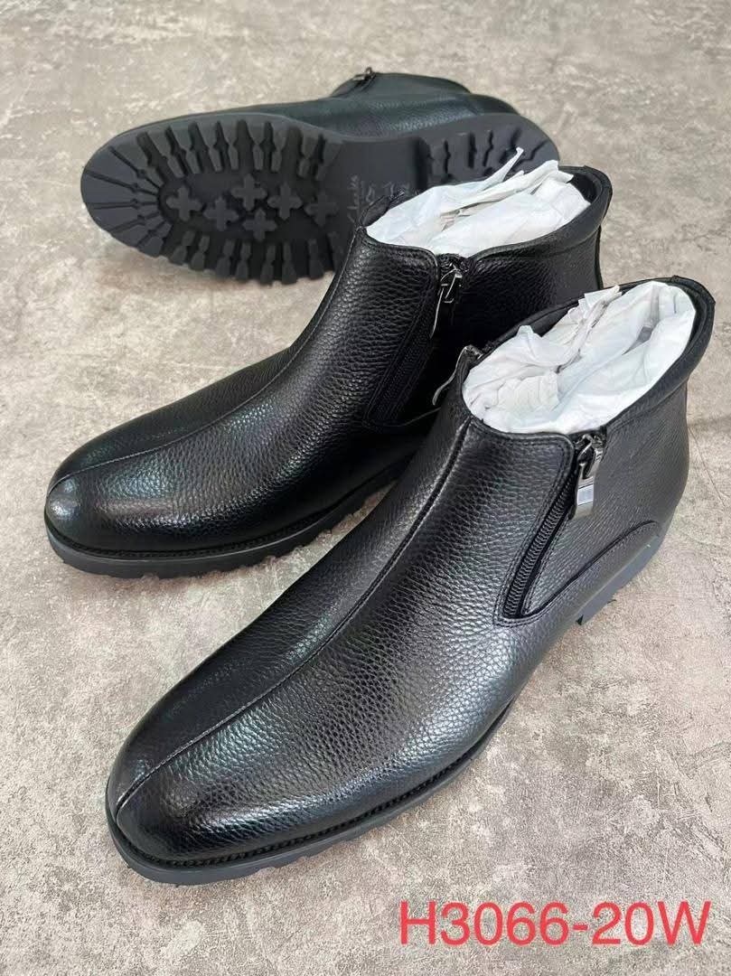 Black Leather Fleece-Lined Zip Ankle Boots
