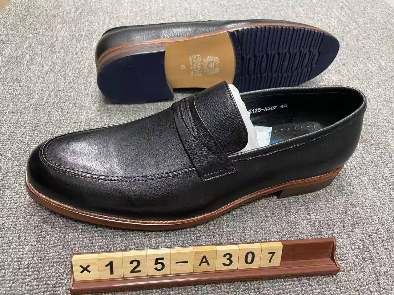 Black Leather Penny Loafer with Brown Welt & Navy Sole