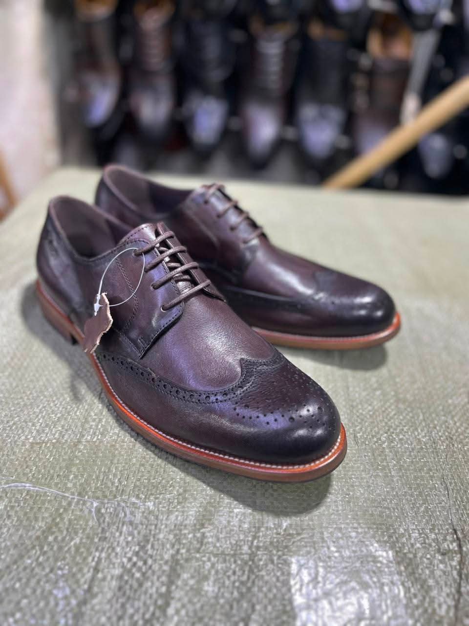 Dark Brown Leather Wingtip Brogue Shoes