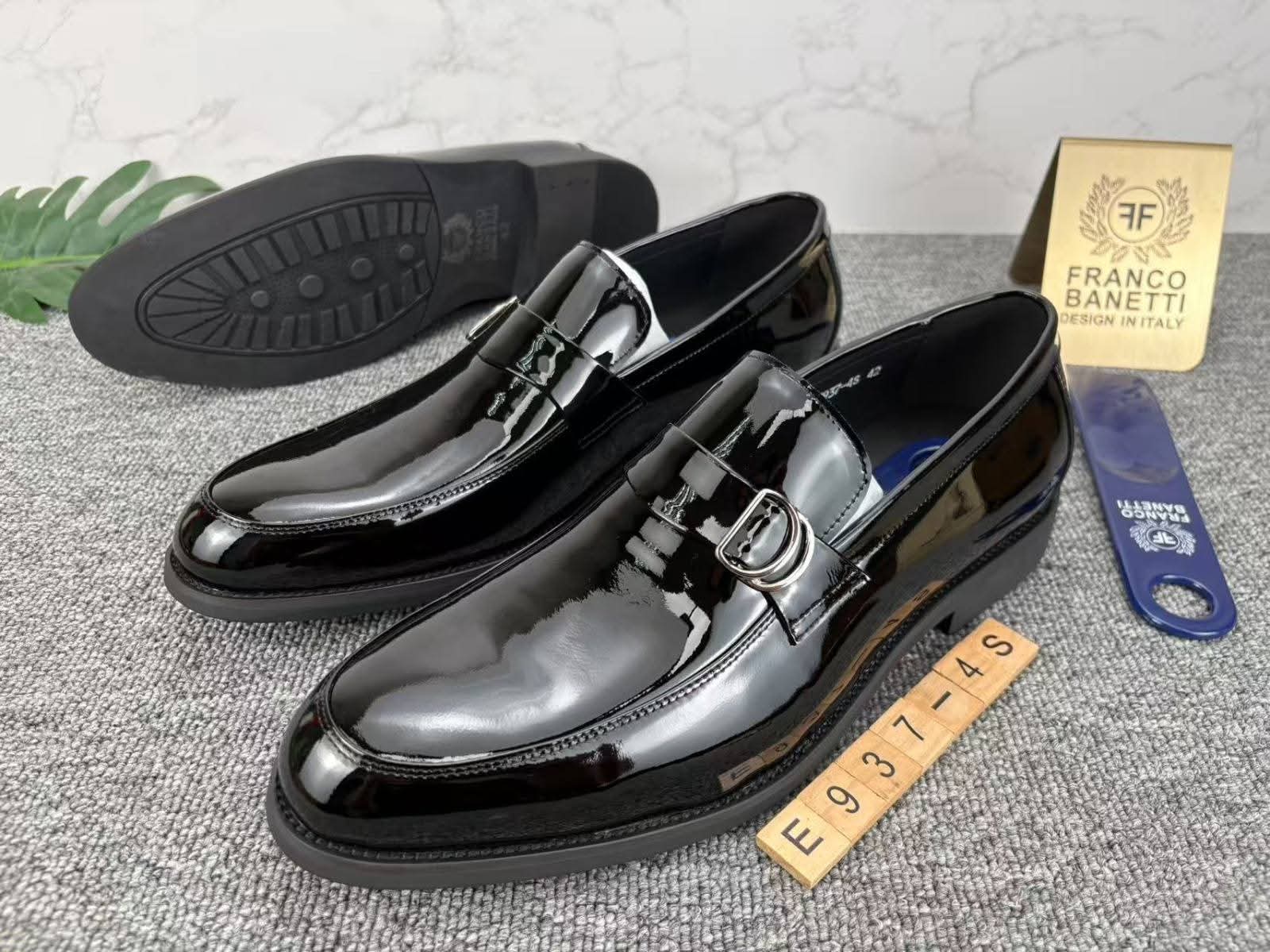 Franco Banetti Patent Leather Buckle Loafers