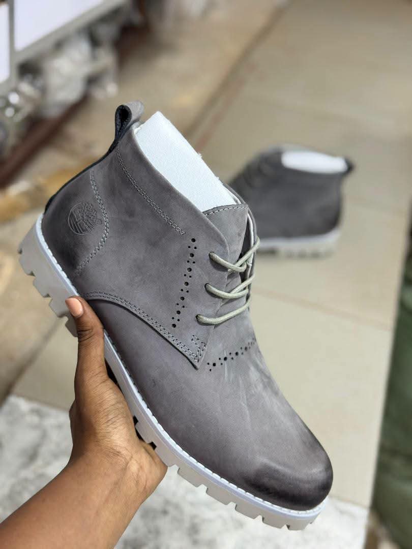 Grey Nubuck Brogue Chukka Boot