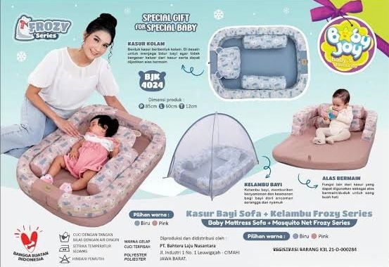Baby Mattress Sofa-Bed & Mosquito Net – Frozy Series (Blue & Pink)