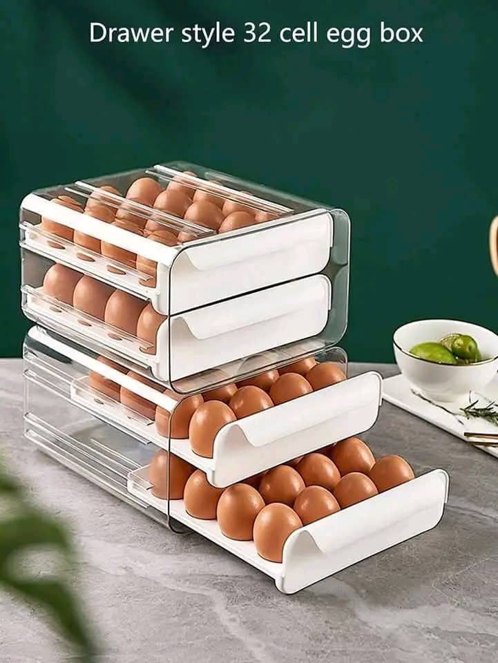 2 Layer Drawer Style Egg Storage Container - 32 Eggs Capacity
