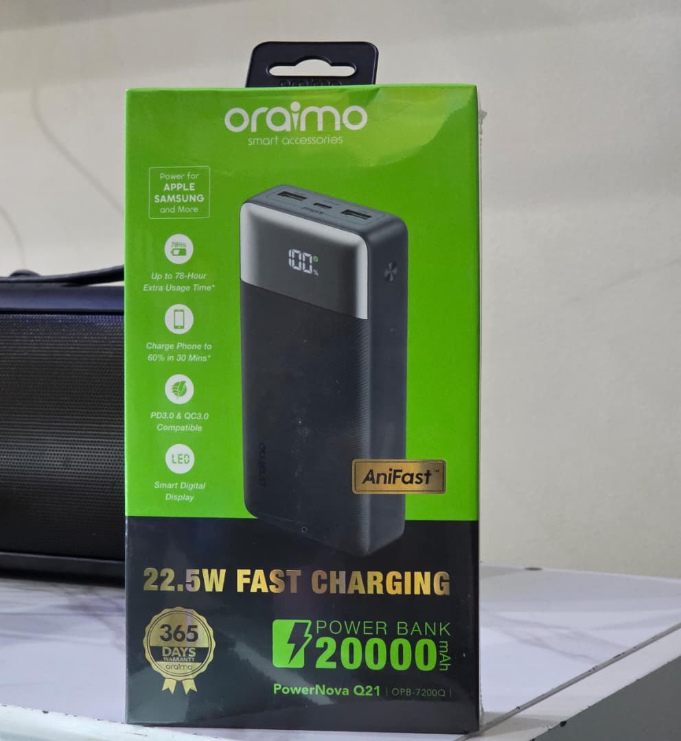 Oraimo PowerNova Q21 20000mAh Power Bank – 22.5W Fast Charging