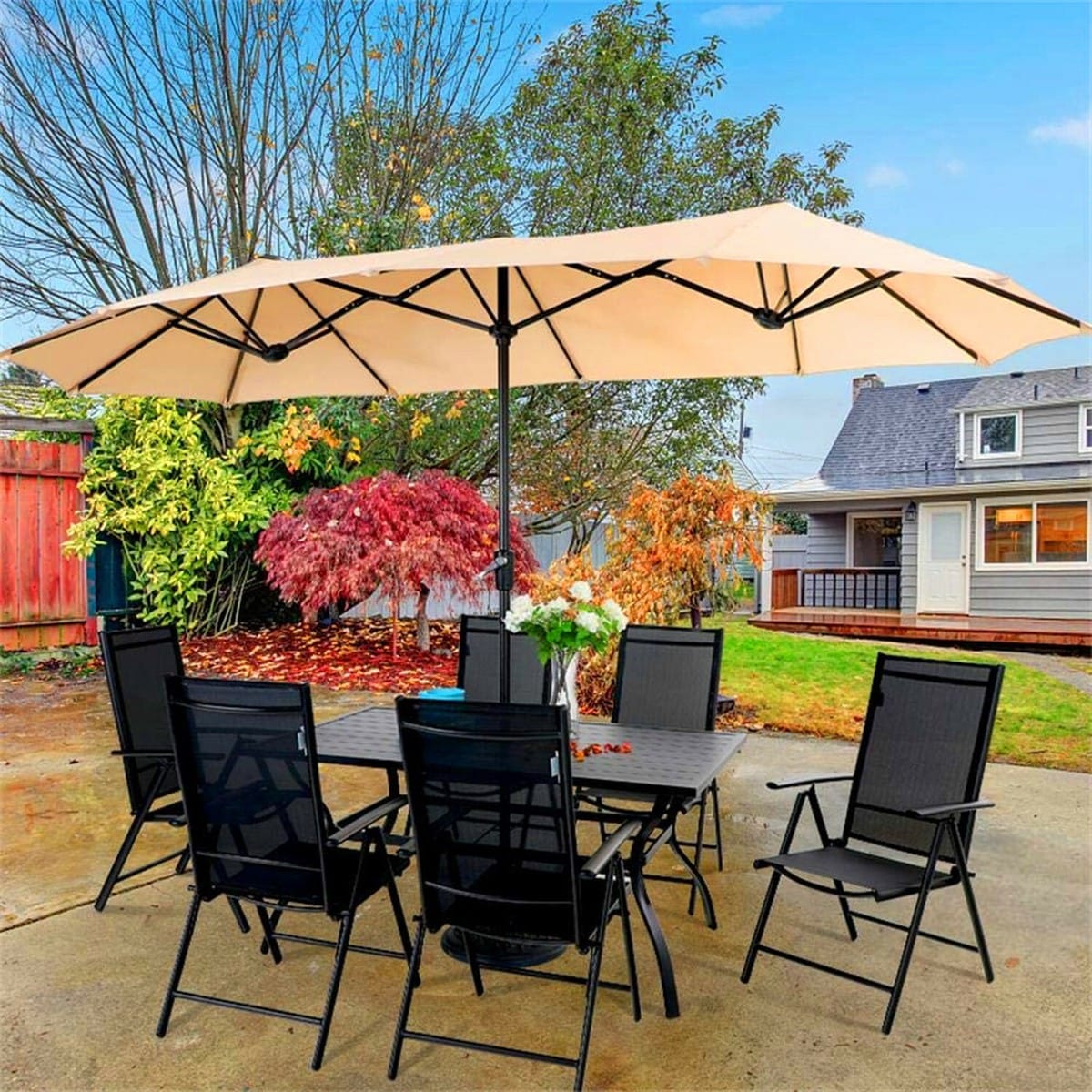 6-Meter Adjustable Outdoor Canvas Patio Umbrella