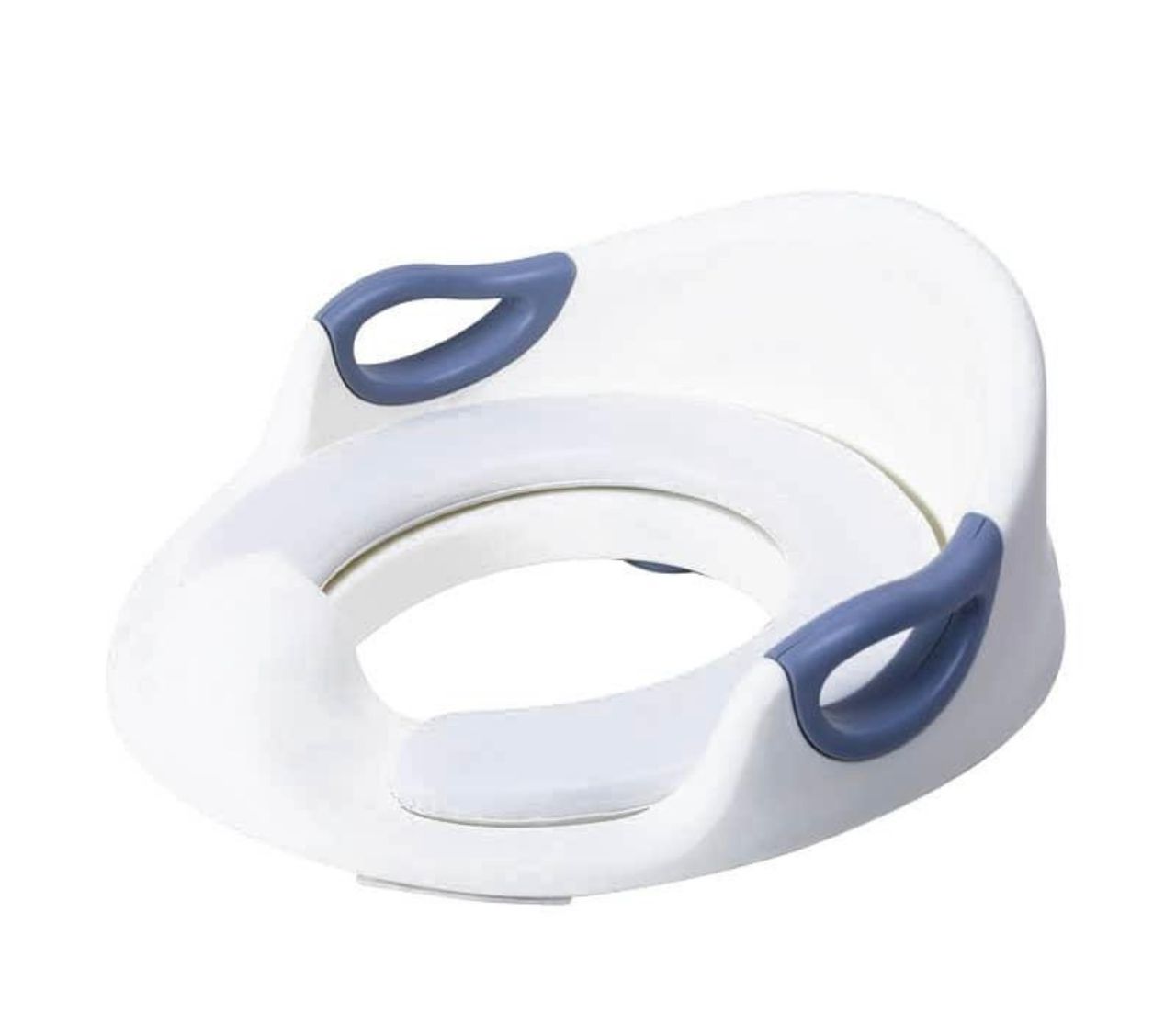 Baby Toddler Toilet Training Seat Reducer with Side Handles – White & Blue