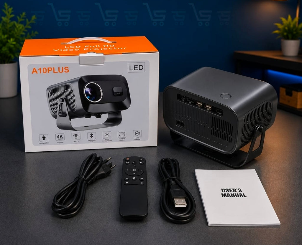 A10 Plus LED Android Portable Projector 4K – HDMI, USB & Aux