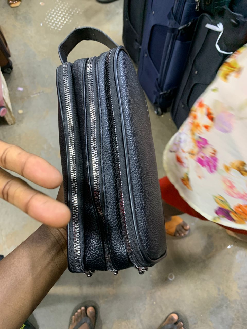 Lankadi Triple Zip Leather Clutch Bag