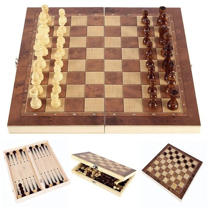 Big Chess 3-in-1 Wooden Game Set