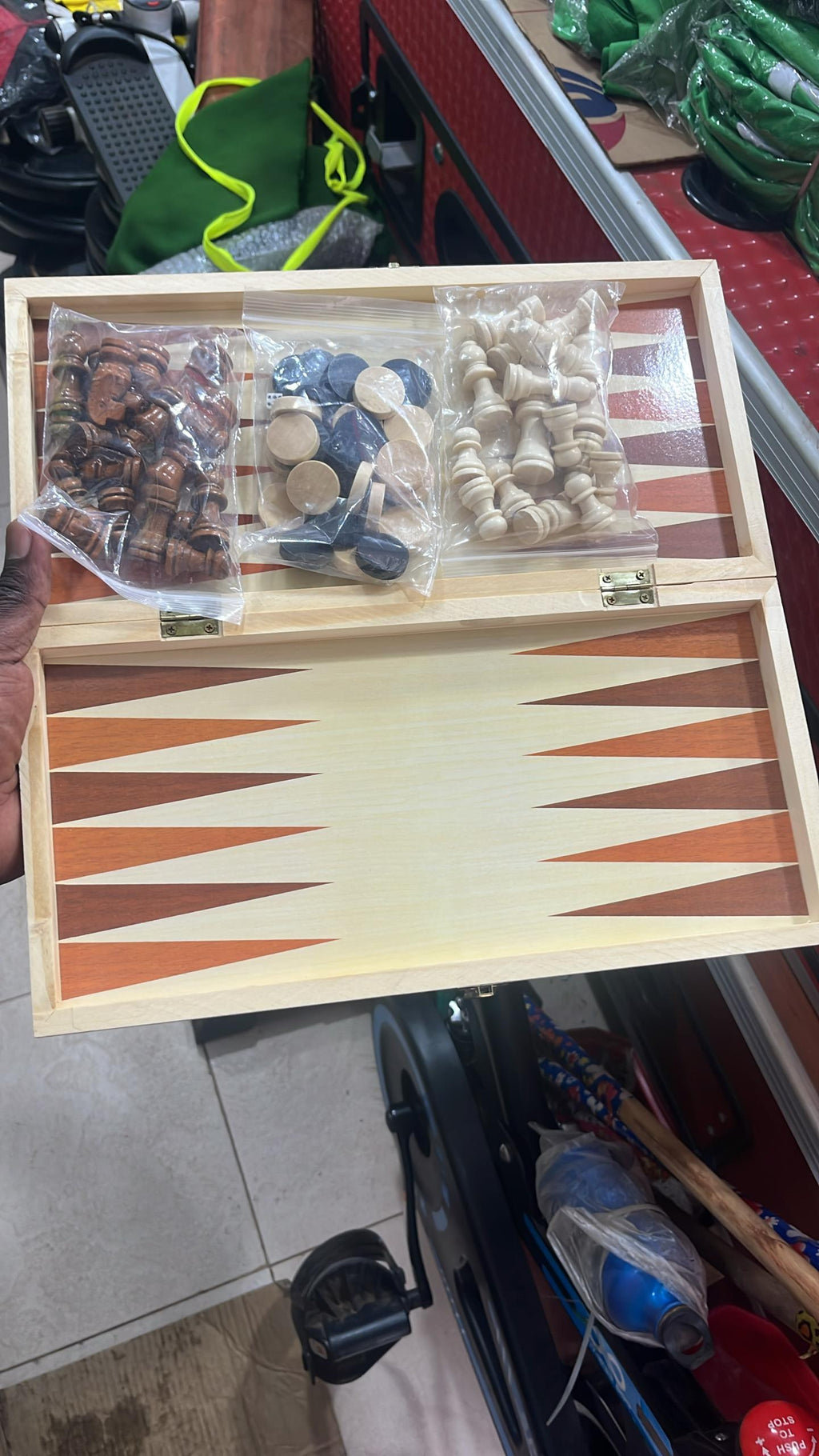 Big Chess 3-in-1 Wooden Game Set