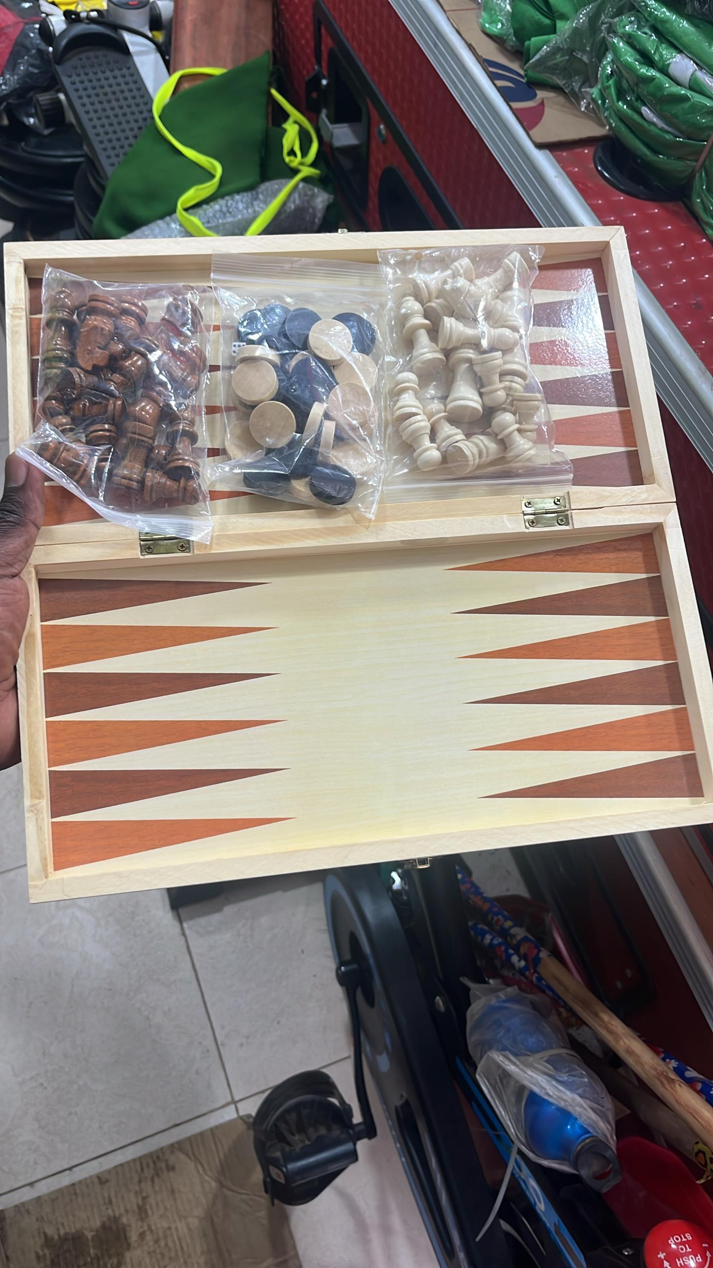 Big Chess 3-in-1 Wooden Game Set