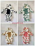 Baby Animal Print Fleece Romper with Hood