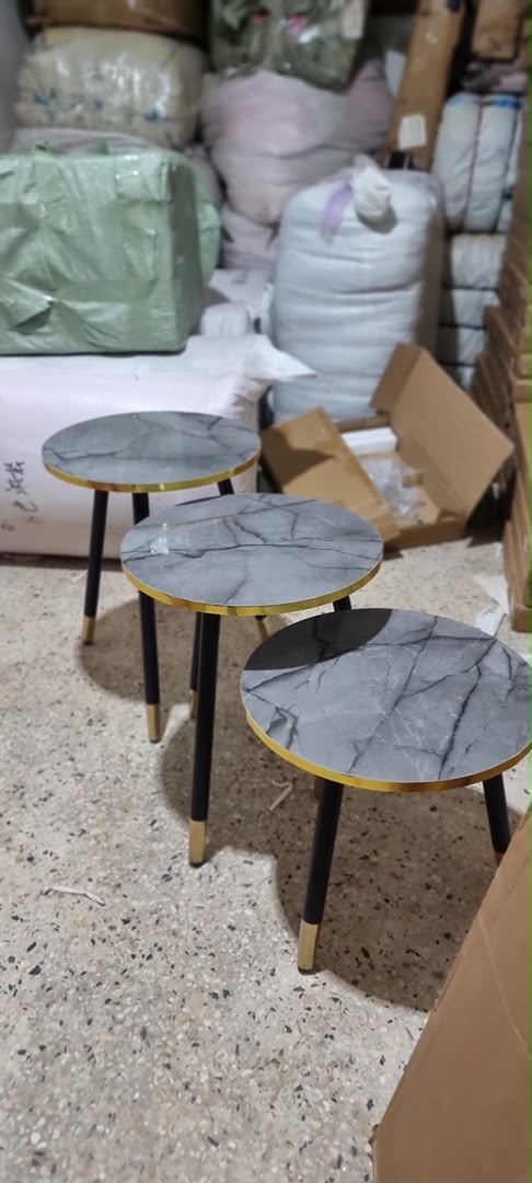 Marble Look Round Nesting Side Tables Set of 3
