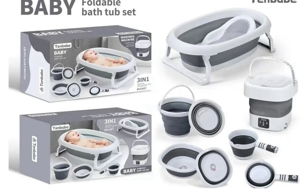 Tenbabe 3-in-1 Baby Foldable Bath Tub Set