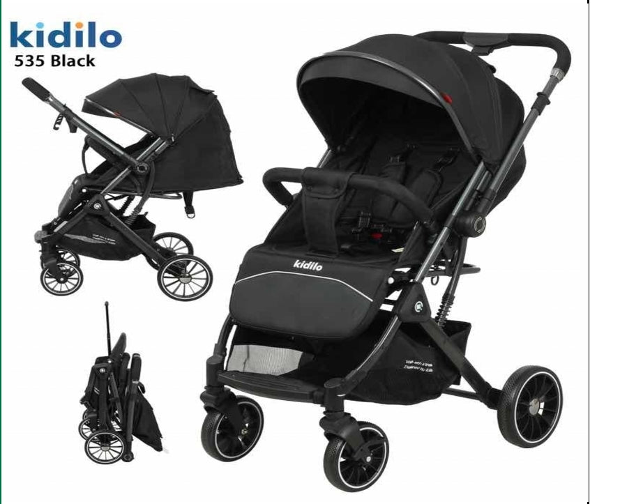 Kidilo 535 Foldable Baby Stroller – Black