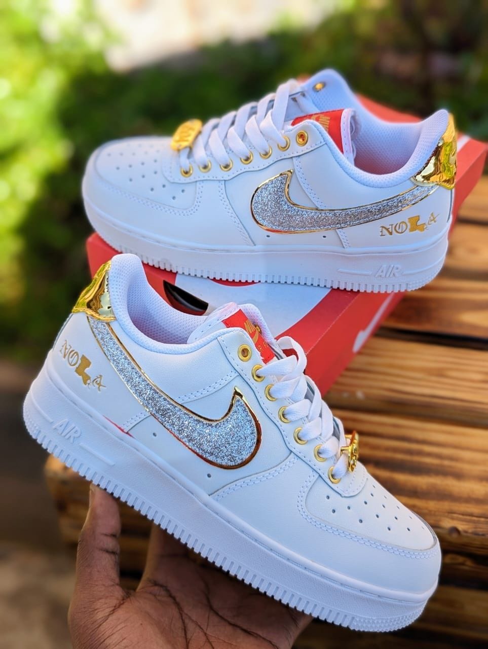 Nike Air Force 1 Low ‘NOLA’ – White, Glitter & Gold