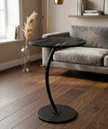 C-Shaped Black Marble Coffee Table