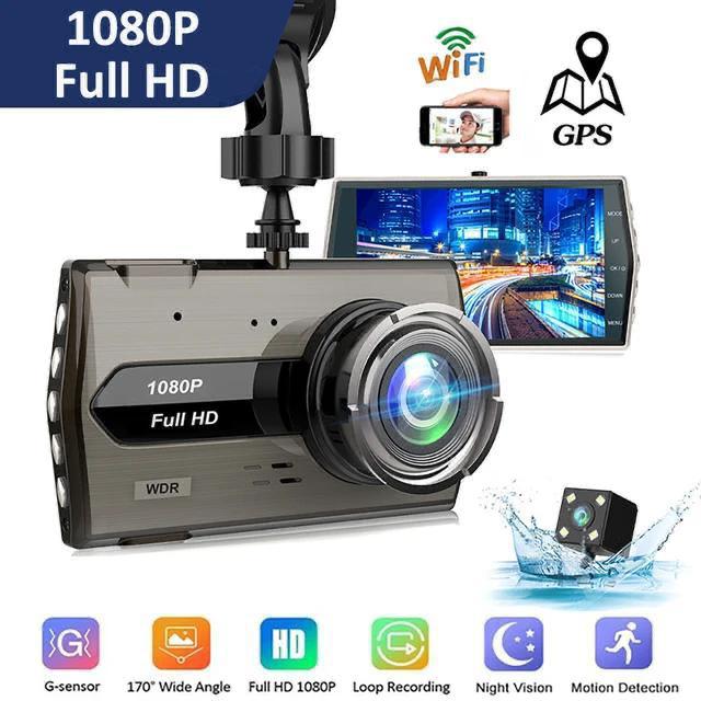 1080P Full HD Dash Cam with WiFi, GPS, Night Vision & Rear Camera