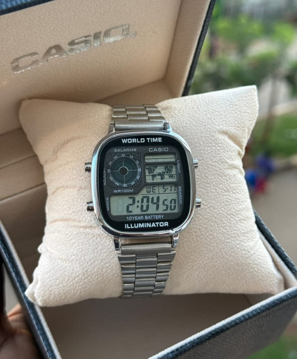 Casio World Time Illuminator Digital Watch – Silver Stainless Steel