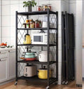 5-Tier Foldable Kitchen Storage Rack with Wheels