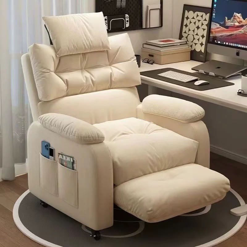 Luxury Reclining Gaming & Office Chair – Swivel Rocker with Rollers & Side Pockets