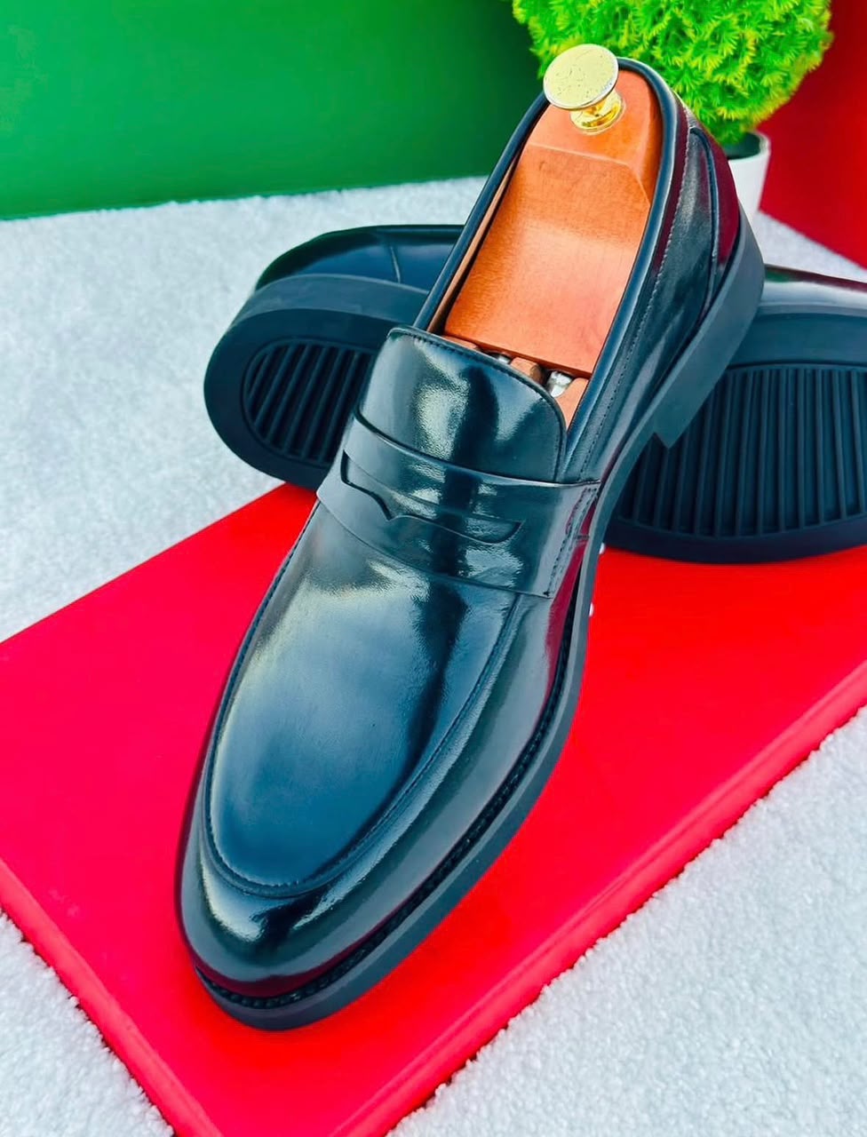 Black Patent Leather Penny Loafer Dress Shoes