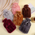Plush Hot Water Bottle with Faux Fur Cover