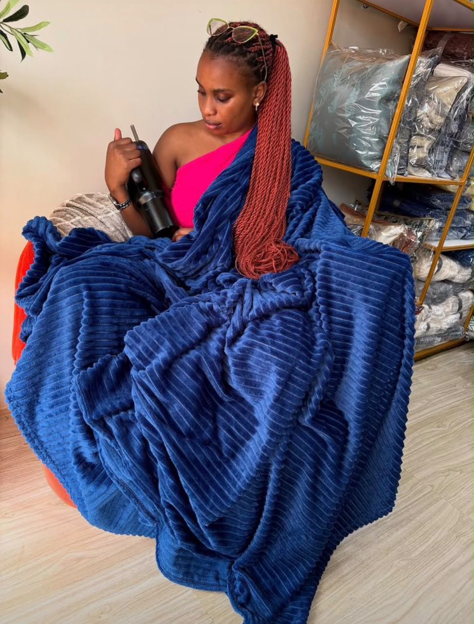 Soft Ribbed Flannel Throw Blanket
