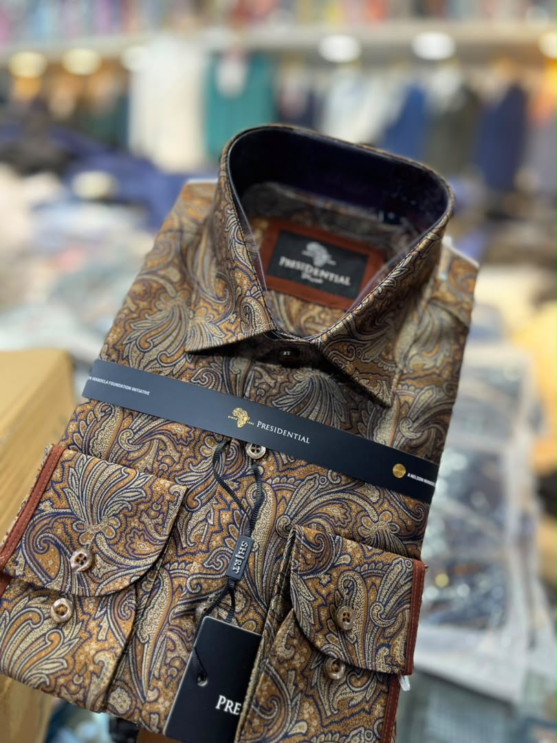 Presidential Men's Dress Shirt – Golden Paisley