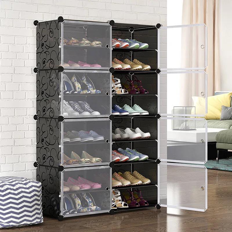 Modular Shoe Cabinet Rack – 8-Tier with Clear Doors