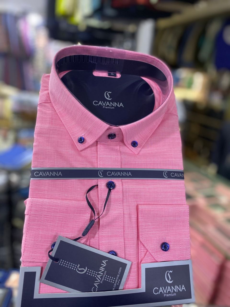 Cavanna Premium Pink Long Sleeve Button-Down Shirt