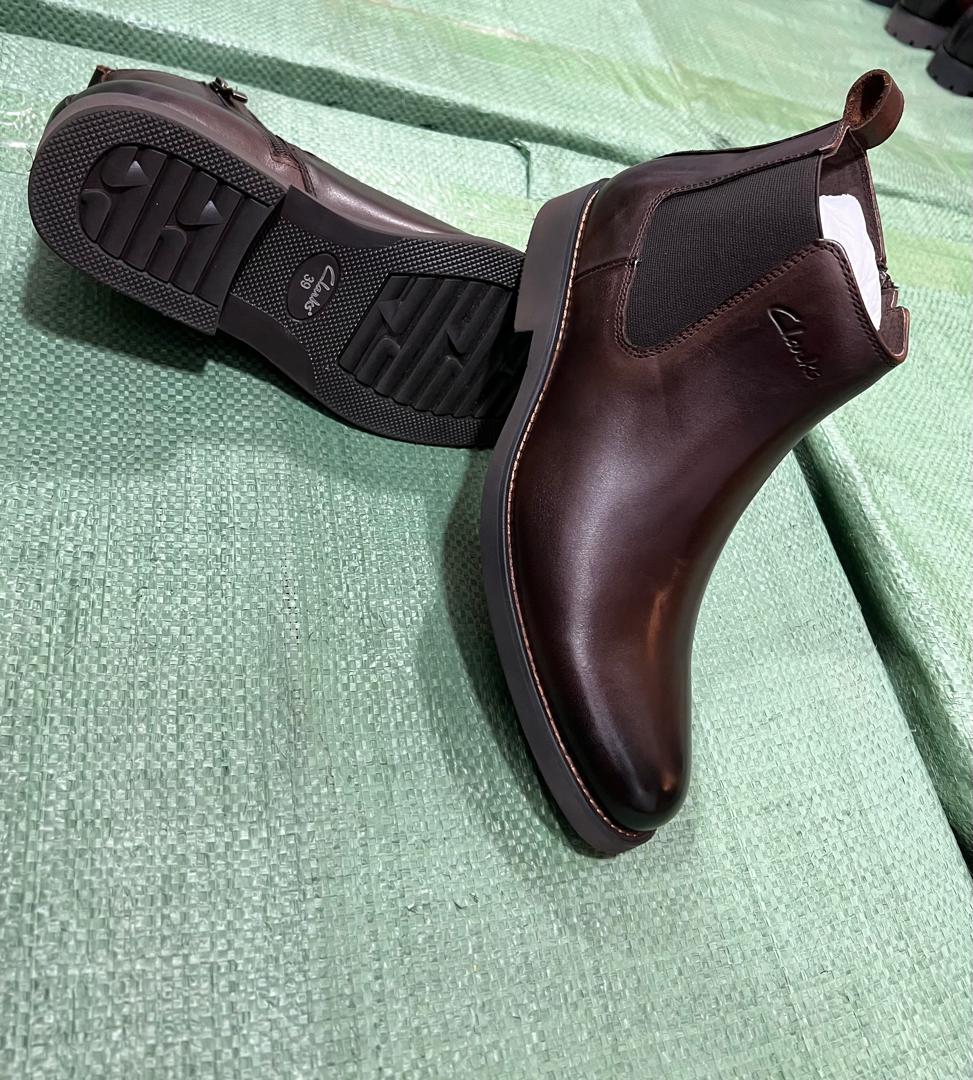 Clarks Dark Brown Leather Chelsea Boots
