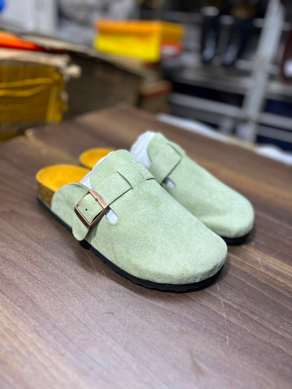 Suede Buckle Mule Clogs